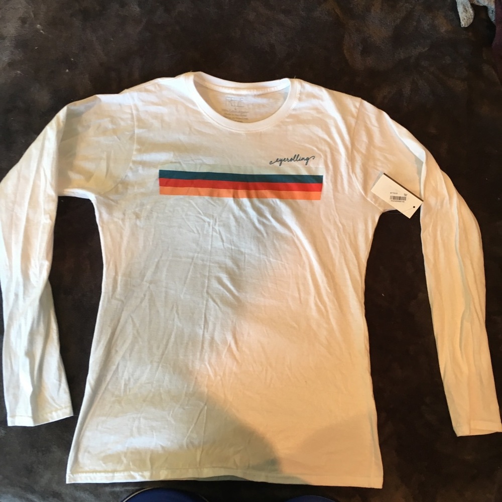 NEW white long sleeve tee “eye rolling” -macy’s